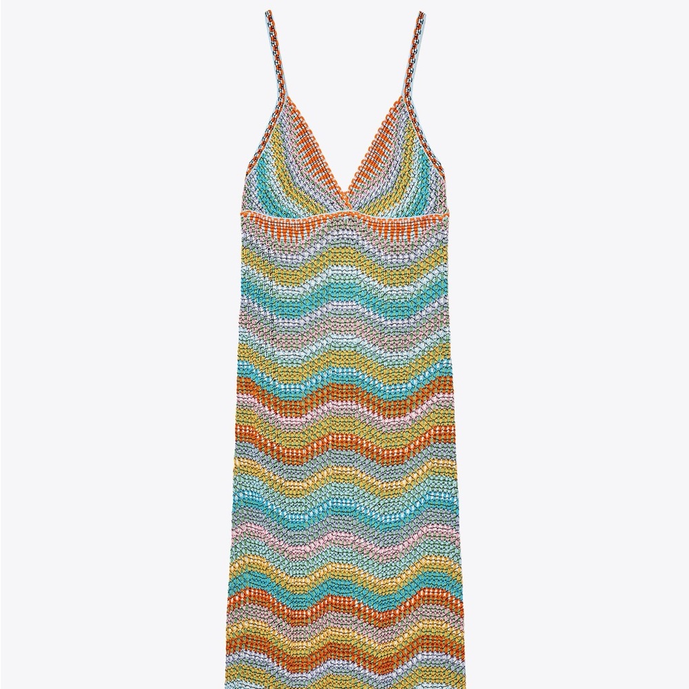 Zara CROCHET KNIT STRAPPY DRESS